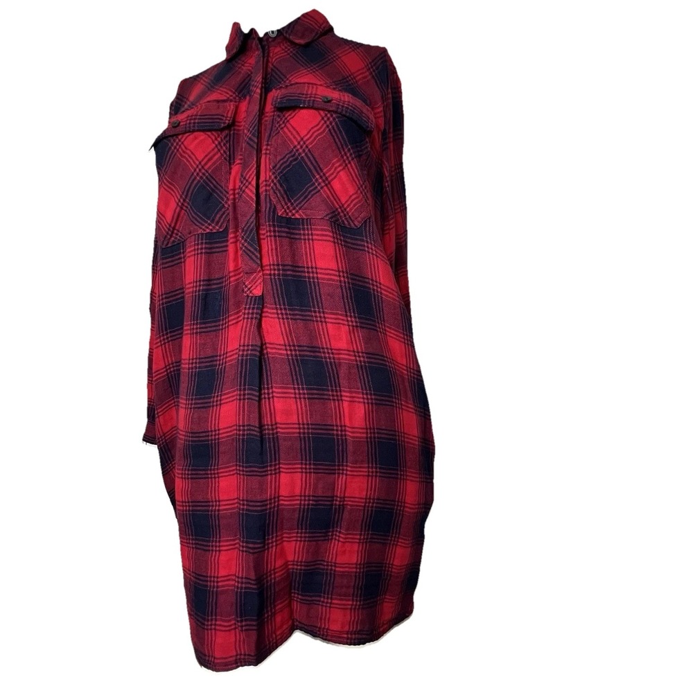Madewell Red Plaid Daywalk Shirt Dress Plaid Preppy Fall Winter Womens Small